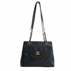 Chanel Caviar Skin Matelasse Coco Mark Chain Shoulder Bag Black